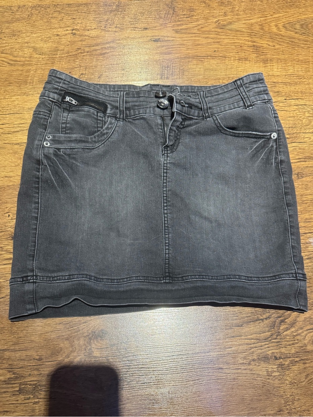 Revolution Black Washed Denim Mini Skirt